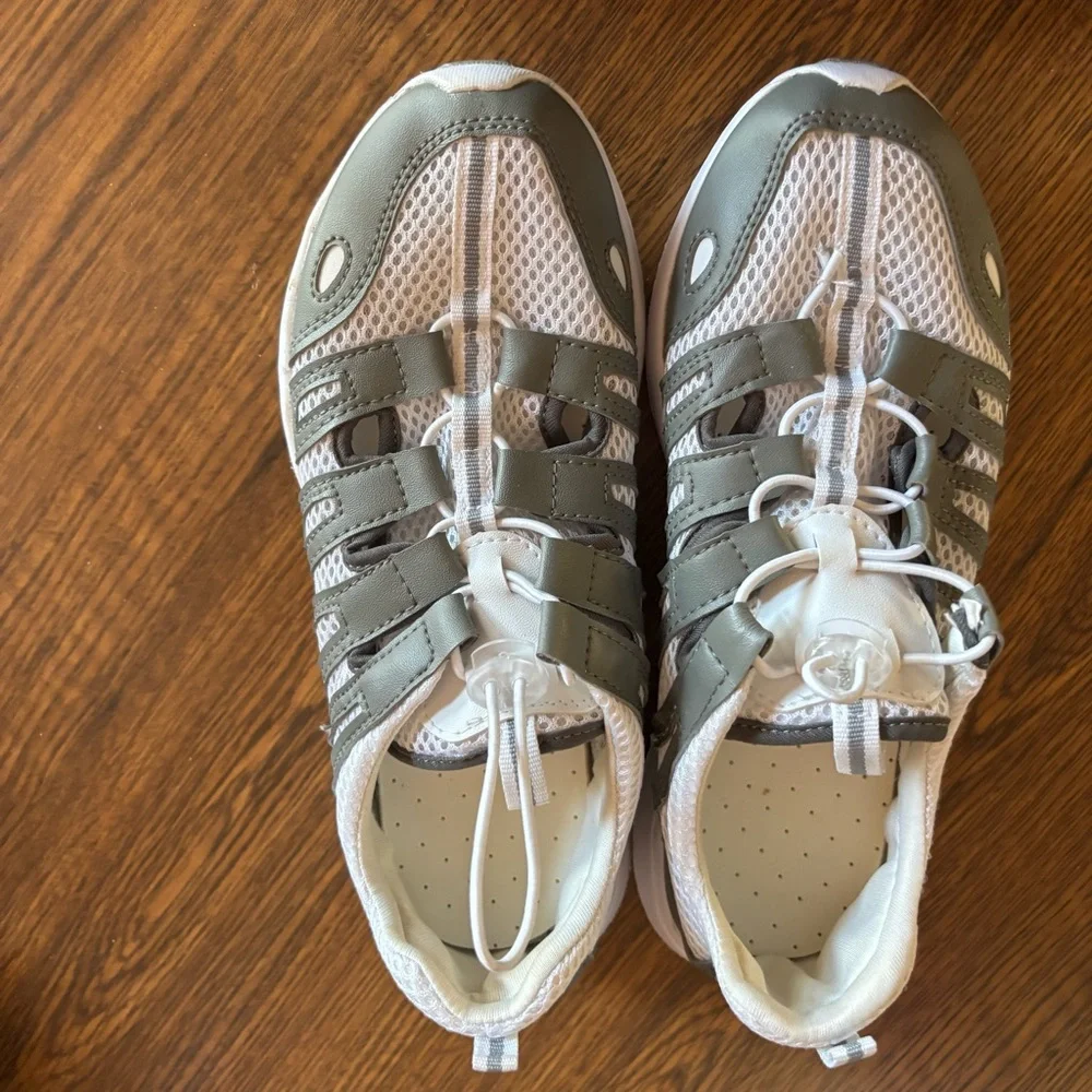 Ladies White and Gray Athletic Shoes